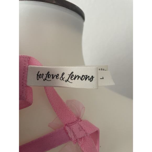 For Love & Lemons Bra Lingerie Floral Bouquet Plunge Sheer Pink - Picture 11 of 12